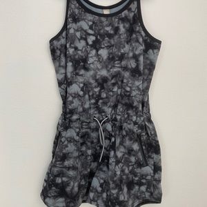 Athleta Girls Black and Gray Tie-Dye Romper